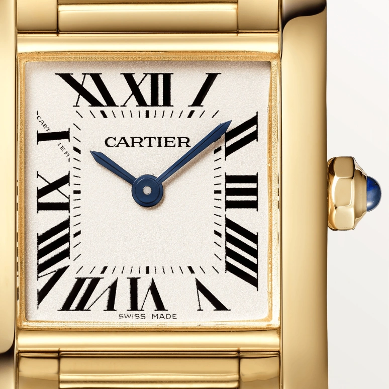 Cartier,Tank 25x20mm,25x20mm,Yellow Gold,Silver,Quartz,Sapphire,Crystal Glass,Square,WGTA0031
