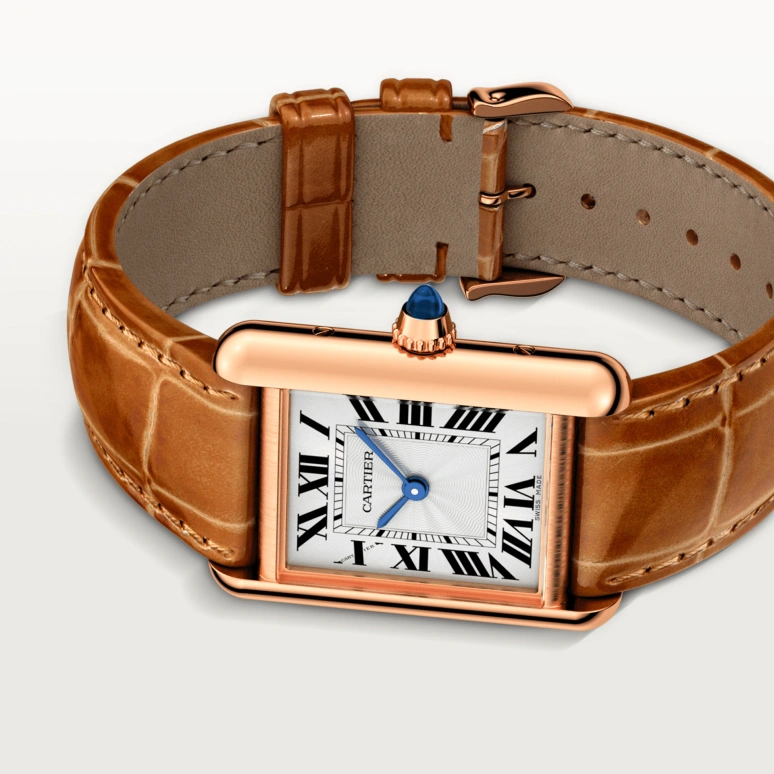 Cartier,Tank 29.50x22mm,29.50x22mm,Rose Gold,Silver,Handwound,In-house Caliber,Hardlex,WGTA0010