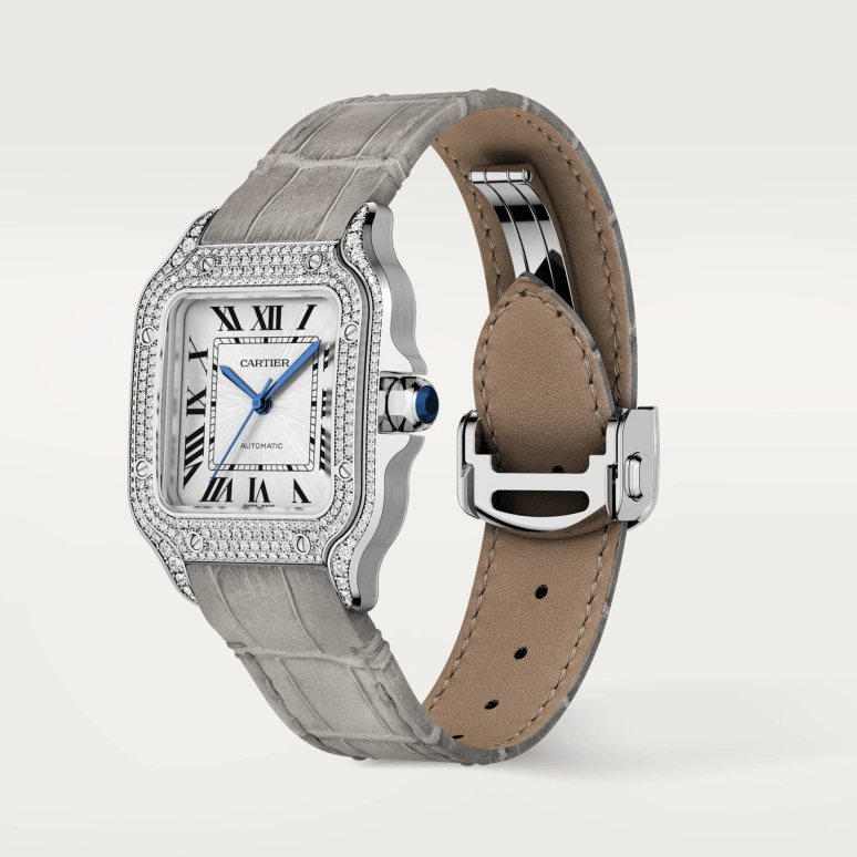 Cartier,Santos de Cartier 35.10mm,35.10mm,White Gold,Silver,Automatic,42hours,In-house Caliber,WJSA0014