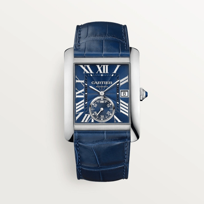 Cartier,Tank 34.30x43.92mm,34.30x43.92mm,Stainless Steel,Blue,Automatic,Day,48hours,WSTA0010