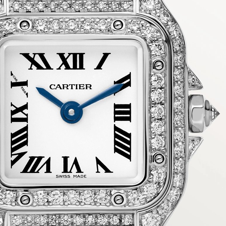 Cartier,Panthère de Cartier 25x20mm,25x20mm,White Gold,Silver,Quartz,Sapphire,Crystal Glass,Square,WJPN0019