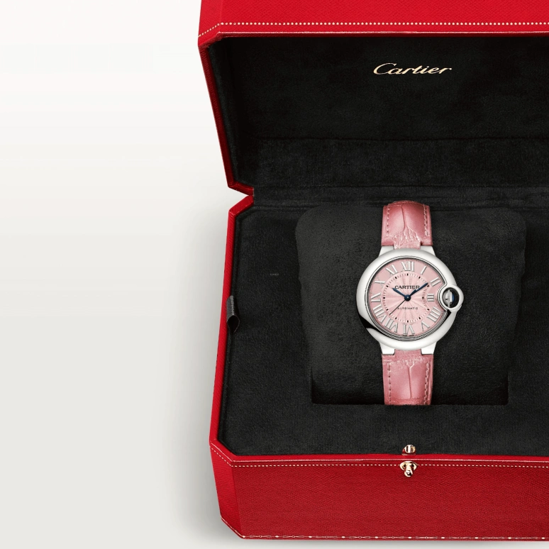 Cartier,Ballon Bleu de Cartier 33mm,33mm,Stainless Steel,Pink,Automatic,Sapphire,Crystal Glass,Round,WSBB0031