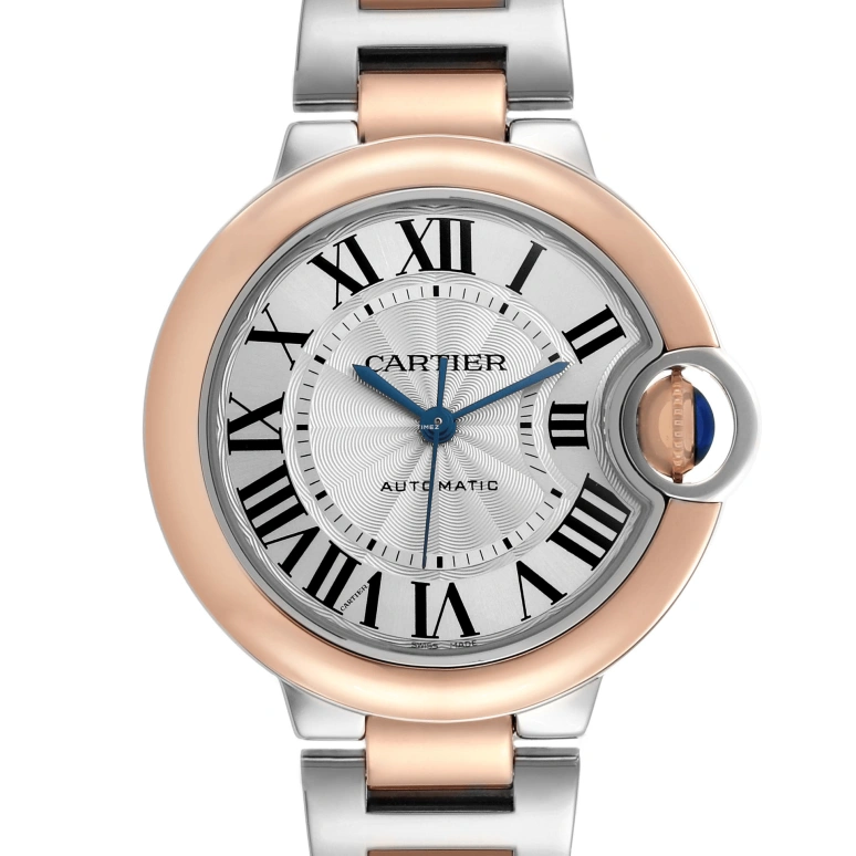 Cartier,Ballon Bleu de Cartier 33mm,33mm,Stainless Steel,Rose Gold,Silver,Automatic,Sapphire,Crystal Glass,Round,W2BB0023