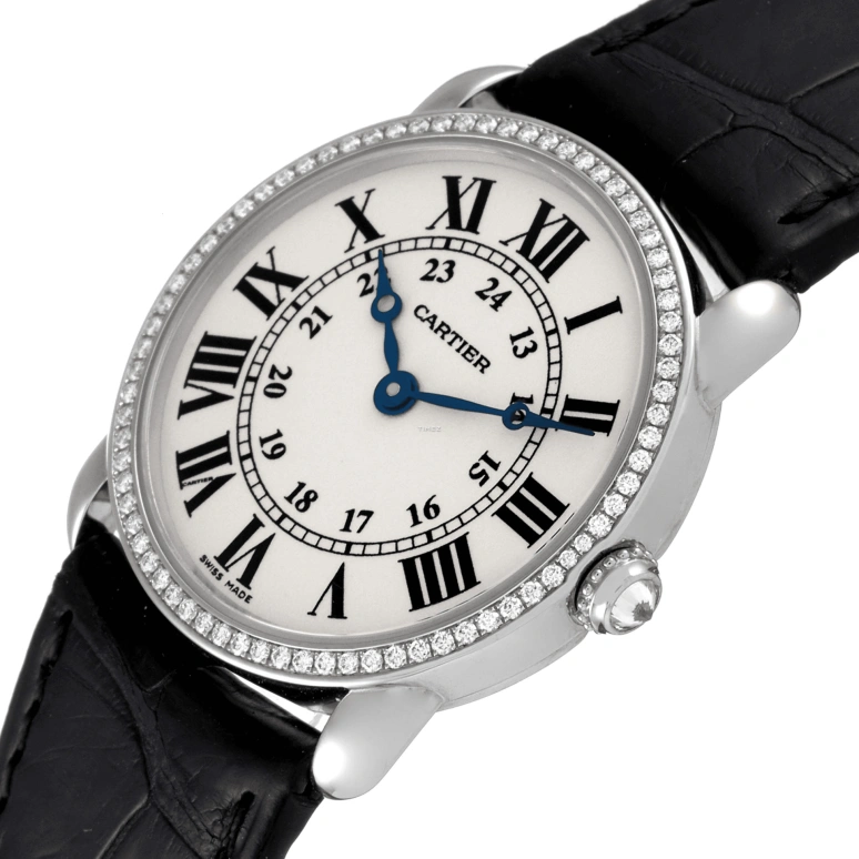 Cartier,Ronde de Cartier 29mm,29mm,White Gold,Silver,Quartz,Sapphire,Crystal Glass,Round,WR000251