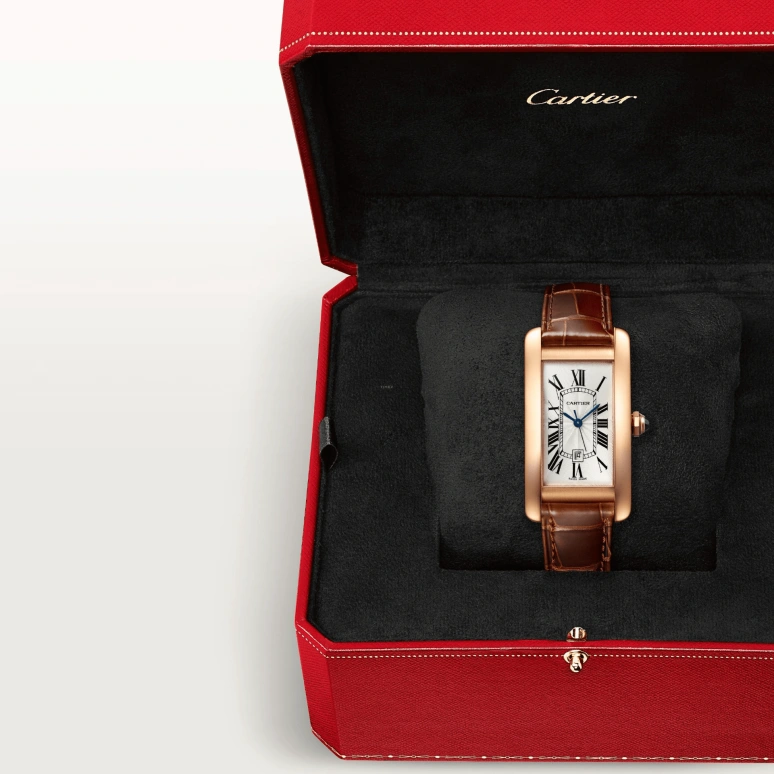 Cartier,Tank 41.60x22.60mm,41.60x22.60mm,Rose Gold,Silver White,Silver,Automatic,Day,Sapphire,Crystal Glass,WGTA0046