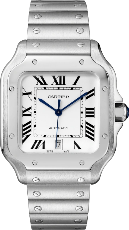 Cartier,Santos de Cartier 39.80x47.50mm,39.80x47.50mm,Stainless Steel,Silver,Automatic,Day,42hours,WSSA0018
