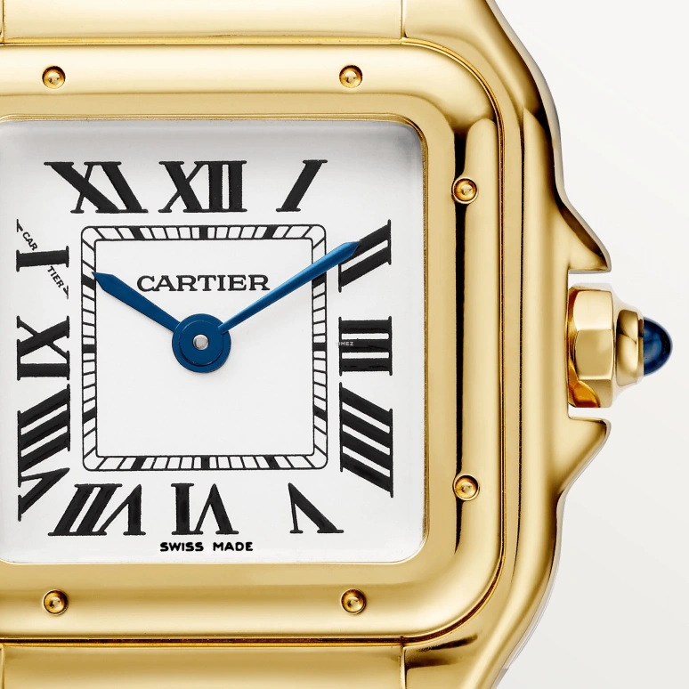 Cartier,Panthère de Cartier 23x30mm,23x30mm,Yellow Gold,Silver,Quartz,Sapphire,Crystal Glass,Square,WGPN0046