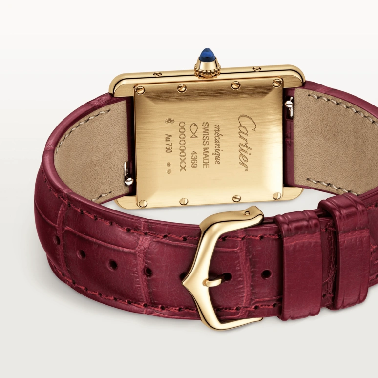 Cartier,Tank 33.70x25.50mm,33.70x25.50mm,Yellow Gold,Red,Champagne,Handwound,38hours,In-house Caliber,WGTA0059