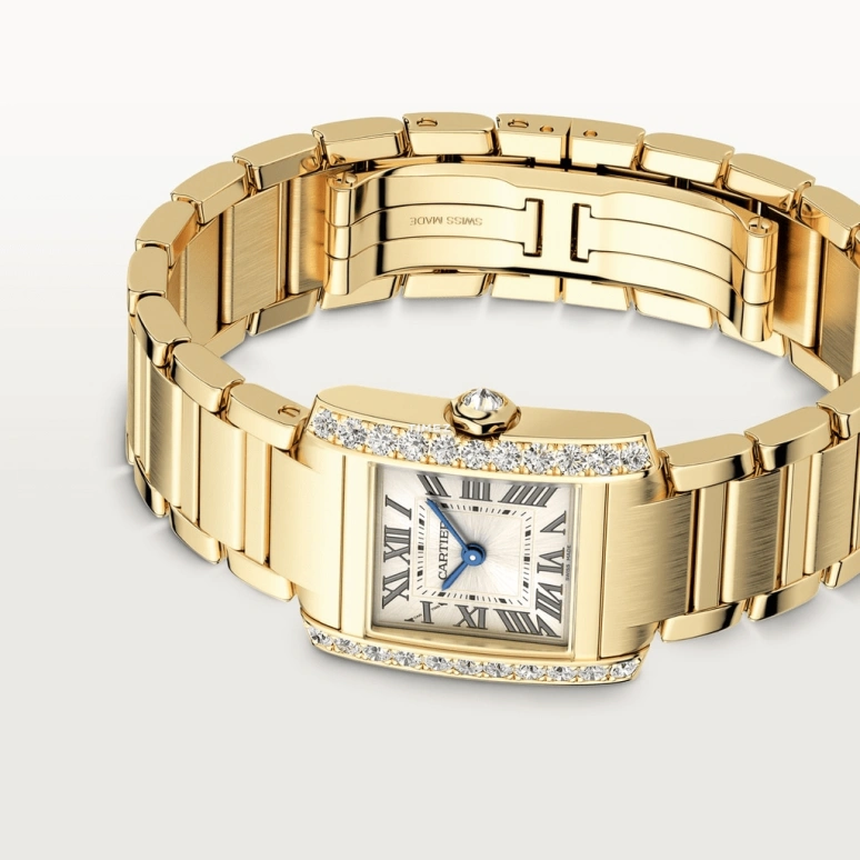 Cartier,Tank 25.70x21.20mm,25.70x21.20mm,Yellow Gold,Gold,Quartz,Sapphire,Crystal Glass,Square,WJTA0039