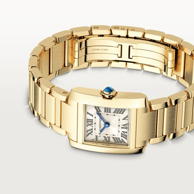 Cartier,Tank 25.70x21.10mm,25.70x21.10mm,Yellow Gold,Silver,Quartz,Sapphire,Crystal Glass,Square,WGTA0344