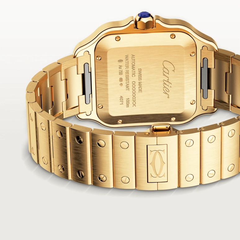 Cartier,Santos de Cartier 39.80x47.50mm,39.80x47.50mm,Yellow Gold,Silver,Automatic,Day,42hours,WGSA0042