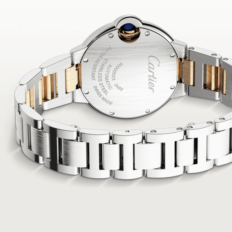 Cartier,Ballon Bleu de Cartier 33mm,33mm,Stainless Steel,Yellow Gold,Silver,Automatic,Sapphire,Crystal Glass,Round,W2BB0029