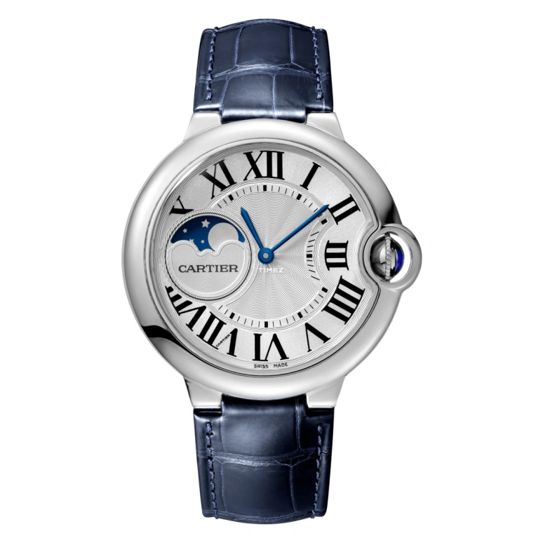 Cartier,Ballon Bleu de Cartier 37mm,37mm,Stainless Steel,Silver White,Automatic,Moonphase,Sapphire,WSBB0020