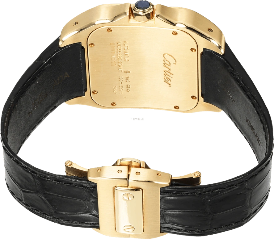 Cartier,Santos de Cartier 38mm,38mm,Yellow Gold,Gold,Automatic,Sapphire,Crystal Glass,Square,W20078Y1