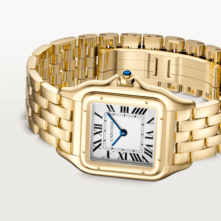 Cartier,Panthère de Cartier 31x42mm,31x42mm,Yellow Gold,White,Quartz,Sapphire,Crystal Glass,Square,WGPN0051