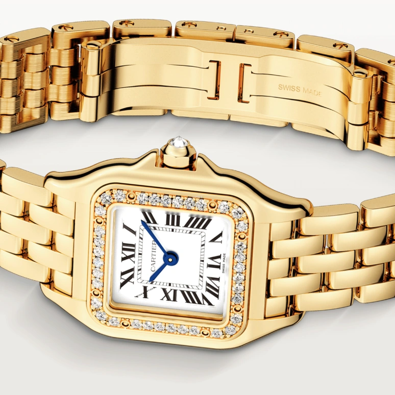 Cartier,Panthère de Cartier 22x30mm,22x30mm,Yellow Gold,Silver,Quartz,Sapphire,Crystal Glass,Square,WJPN0067