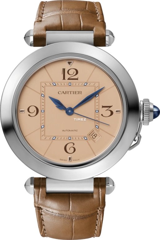 Cartier,Pasha de Cartier 41mm,41mm,Stainless Steel,Salmon,Automatic,Day,42hours,WSPA0040