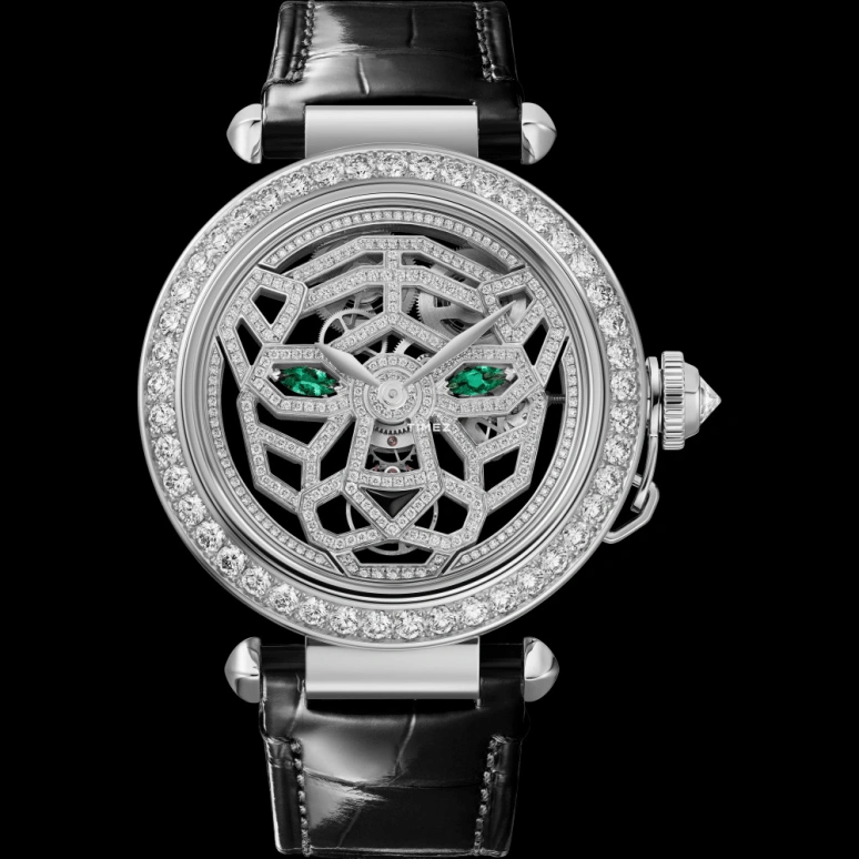 Cartier,Panthère Jewelry Watches 41mm,41mm,White Gold,Silver,Skeleton,Handwound,72hours,In-house Caliber,HPI01358