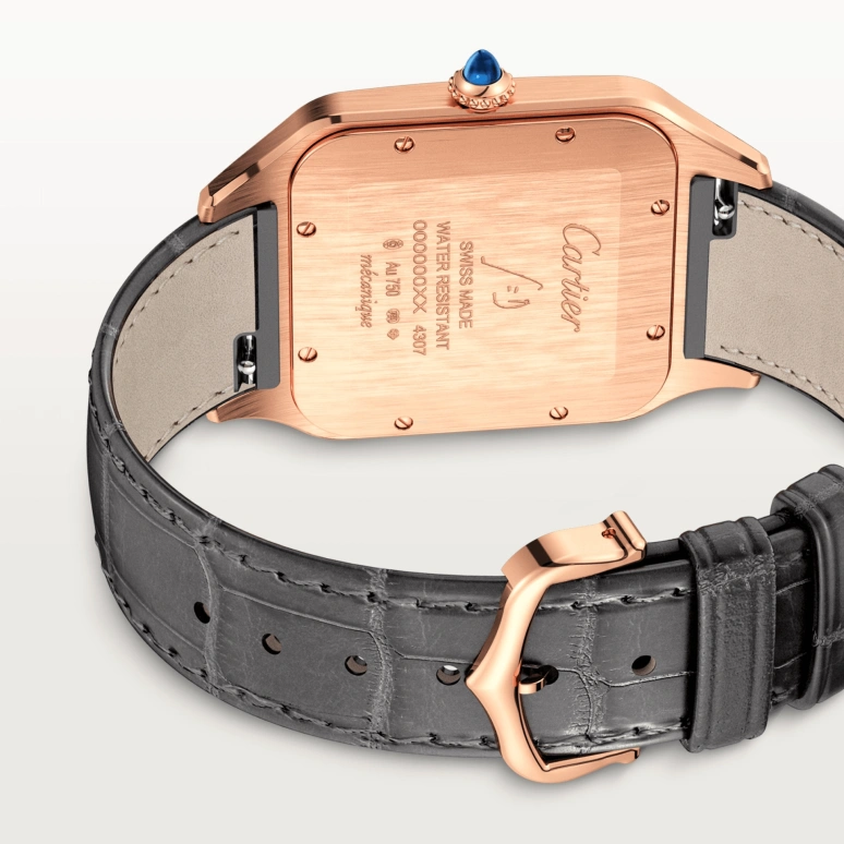 Cartier,Santos de Cartier 46.60x33.90mm,46.60x33.90mm,Rose Gold,Silver,Handwound,36hours,In-house Caliber,WGSA0032