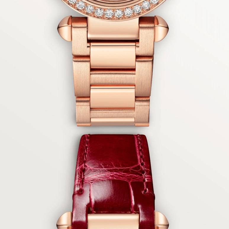 Cartier,Pasha de Cartier 30mm,30mm,Rose Gold,Silver,Quartz,Sapphire,Crystal Glass,Round,WJPA0018