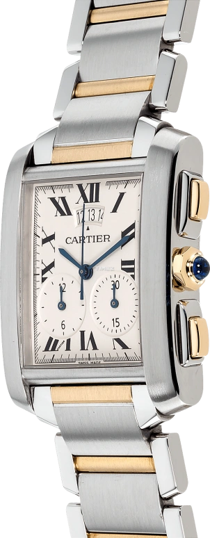 Cartier,Tank 29mm,29mm,Stainless Steel,Silver White,White,Quartz,Chronograph,Day,W51025Q4