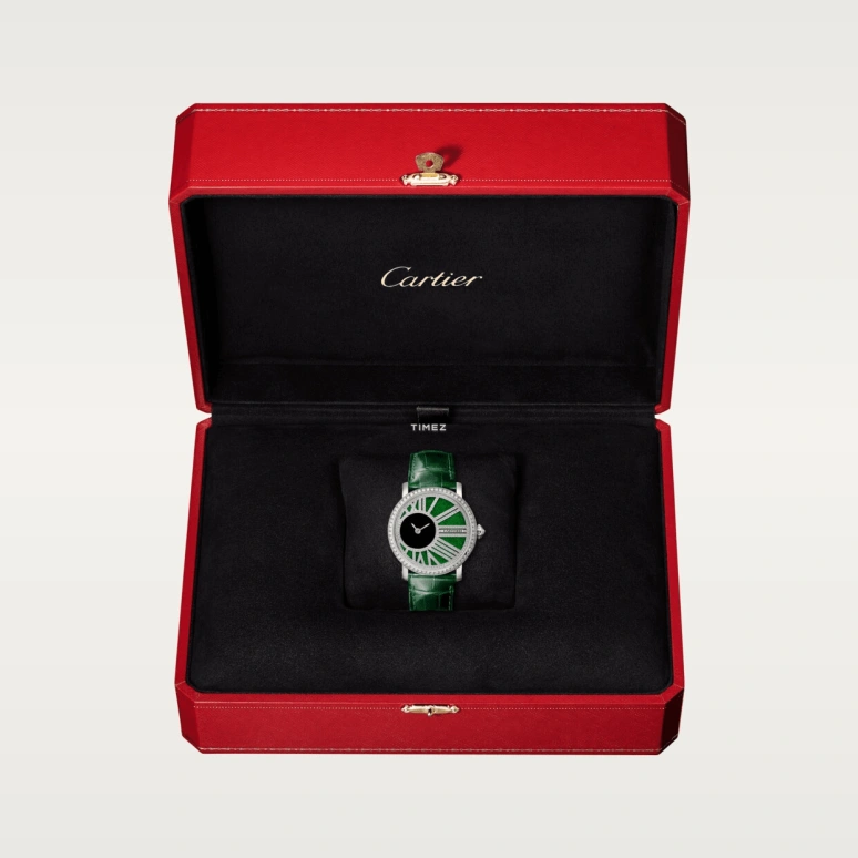 Cartier,Ronde de Cartier 35mm,35mm,White Gold,Green,Handwound,48hours,In-house Caliber,HPI01300