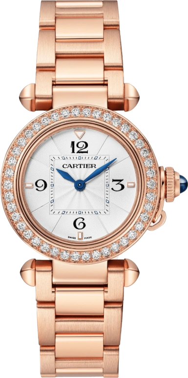 Cartier,Pasha de Cartier 30mm,30mm,Rose Gold,Silver,Quartz,Sapphire,Crystal Glass,Round,WJPA0018