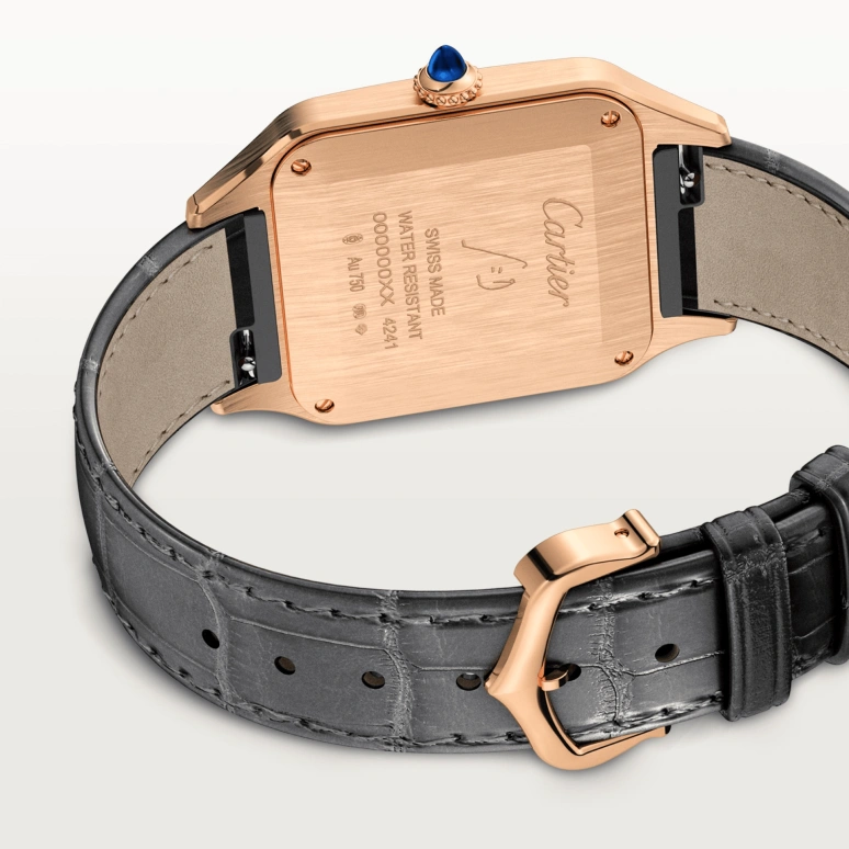 Cartier,Santos de Cartier 43.50x31.40mm,43.50x31.40mm,Rose Gold,Silver,Quartz,Sapphire,Crystal Glass,Square,WGSA0021