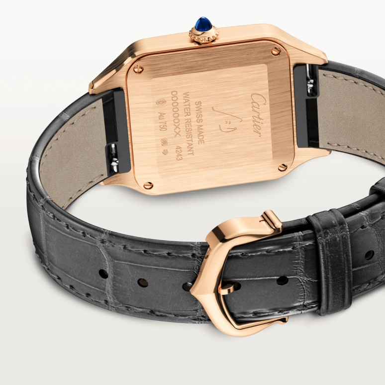 Cartier,Santos de Cartier 38x27.50mm,38x27.50mm,Rose Gold,Silver,Quartz,Sapphire,Crystal Glass,Square,WGSA0022