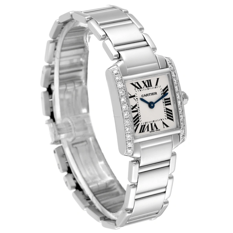Cartier,Tank 25.35x20.30mm,25.35x20.30mm,White Gold,Silver,Quartz,Sapphire,Crystal Glass,Square,WE1002S3