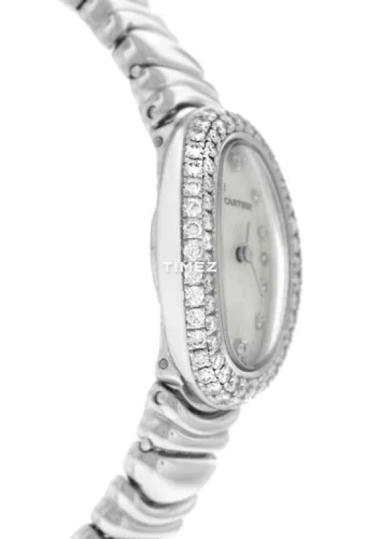 Cartier,Baignoire 17mm,17mm,White Gold,White,Quartz,Oval,Silver,2369DI