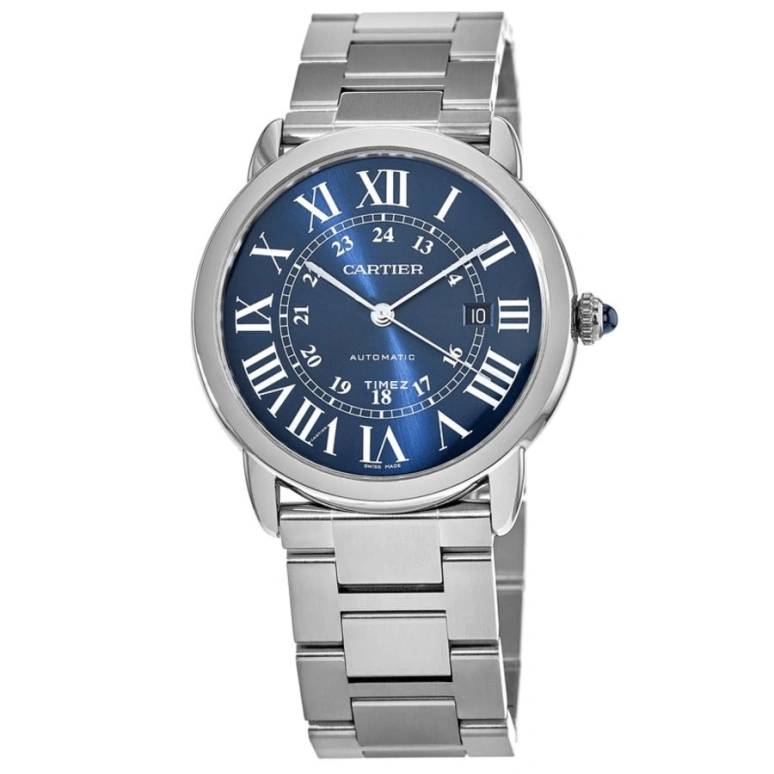 Cartier,Ronde de Cartier 42mm,42mm,Stainless Steel,Blue,Automatic,Day,42hours,WSRN0023