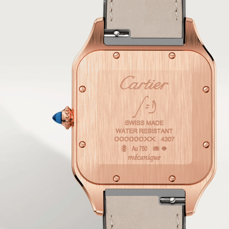 Cartier,Santos de Cartier 46.60x33.90mm,46.60x33.90mm,Rose Gold,Silver,Handwound,36hours,In-house Caliber,WGSA0032