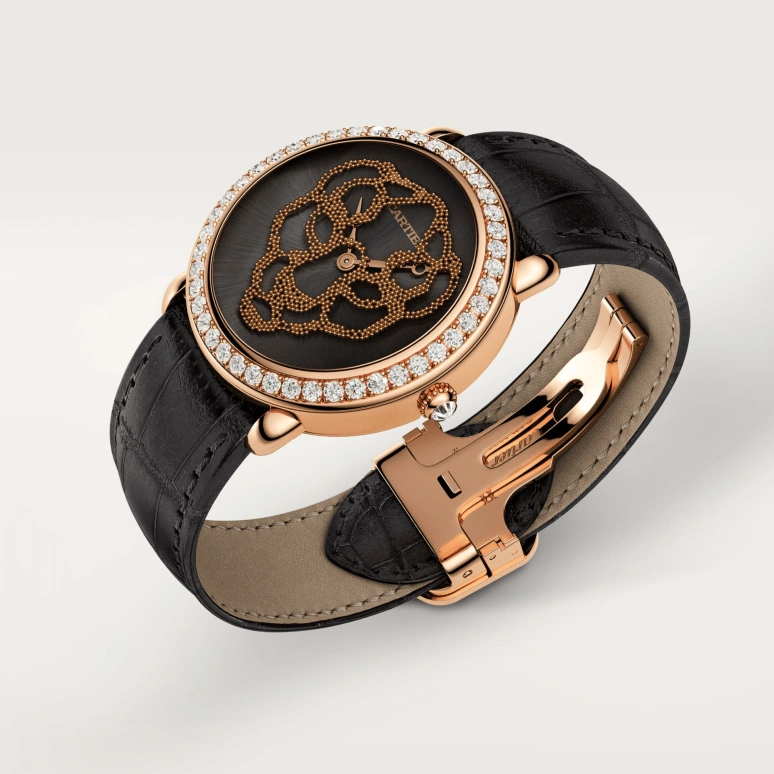 Cartier,Panthère Jewelry Watches 37mm,37mm,Rose Gold,Black,Handwound,36hours,In-house Caliber,HPI01259