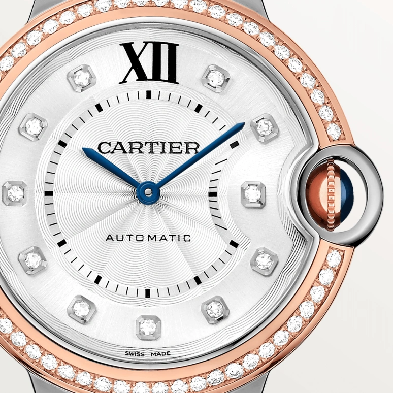 Cartier,Ballon Bleu de Cartier 36mm,36mm,Stainless Steel,Rose Gold,Silver,Automatic,Sapphire,Crystal Glass,Round,W3BB0024