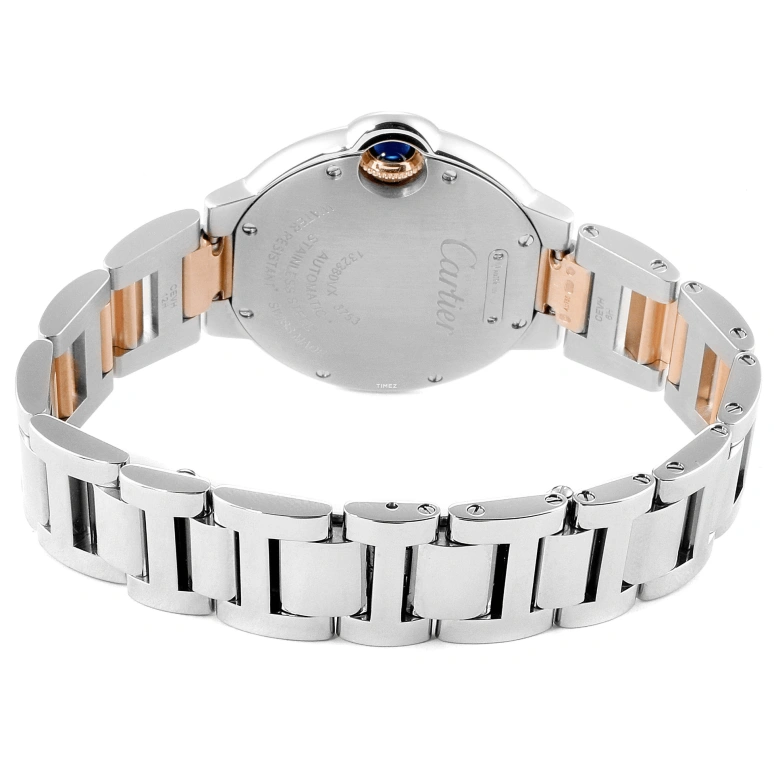 Cartier,Ballon Bleu de Cartier 33mm,33mm,Stainless Steel,Rose Gold,Silver,Automatic,Sapphire,Crystal Glass,Round,WE902061