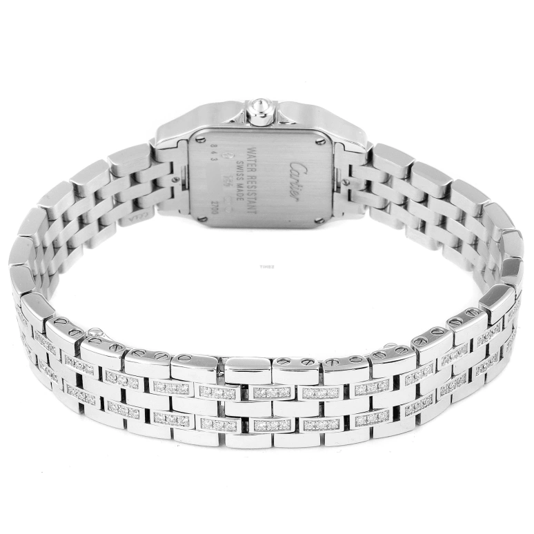 Cartier,Santos de Cartier 20mm,20mm,White Gold,Silver,Quartz,Sapphire,Crystal Glass,Square,WF9003YC