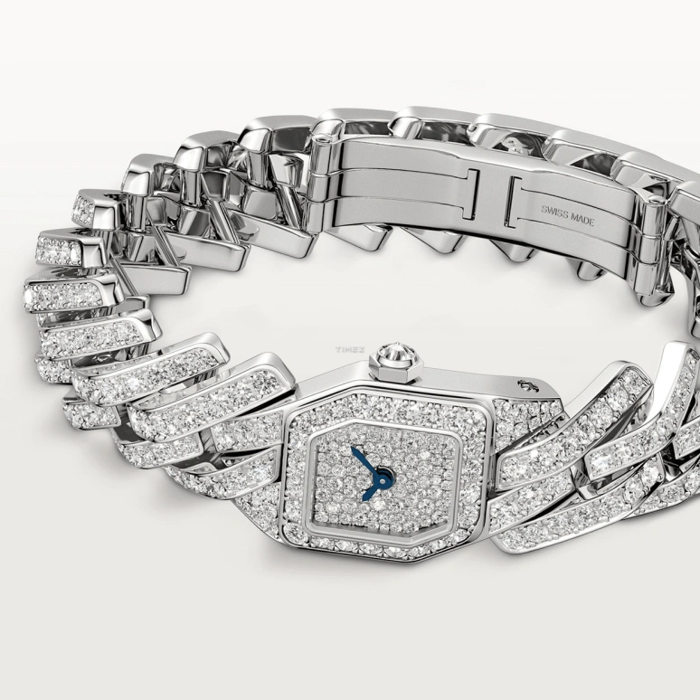 Cartier,Maillon de Cartier 16x17mm,16x17mm,White Gold,Silver,Quartz,Sapphire,Crystal Glass,Other,WJBJ0005