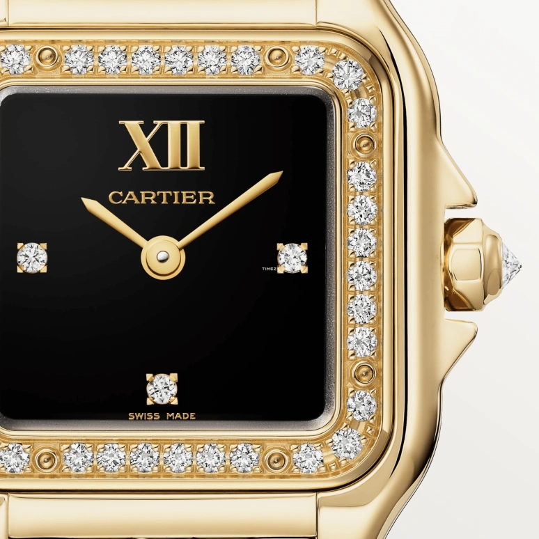 Cartier,Panthère de Cartier 30.30x22mm,30.30x22mm,Yellow Gold,Black,Quartz,Square,Gold,WJPN0073