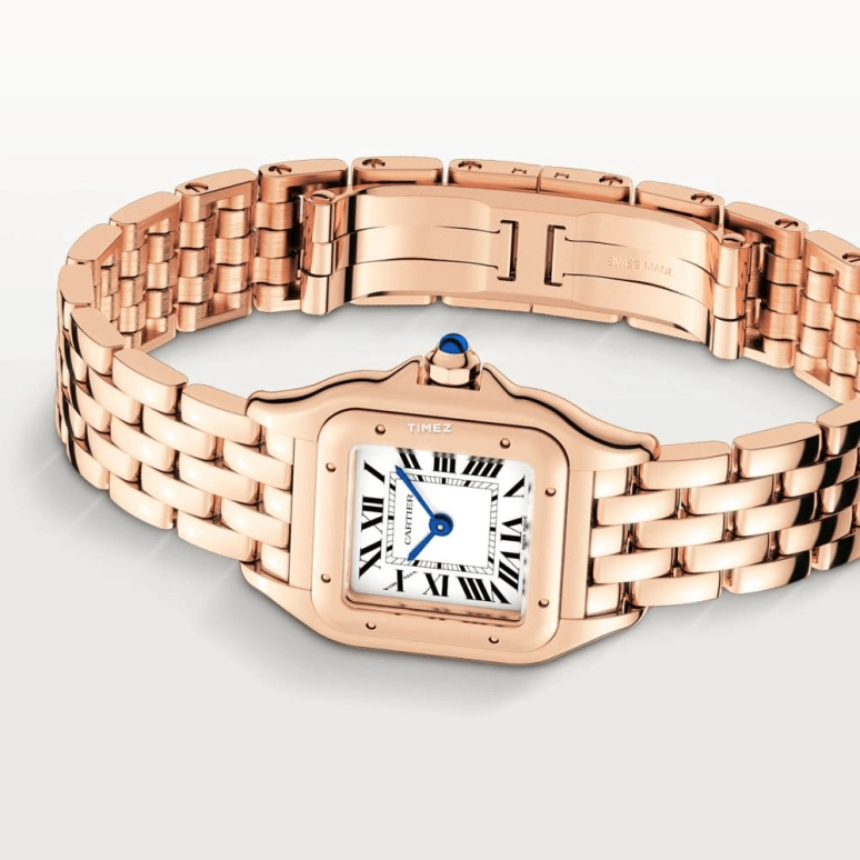 Cartier,Panthère de Cartier 23x30mm,23x30mm,Rose Gold,Silver,Quartz,Sapphire,Crystal Glass,Square,WGPN0040