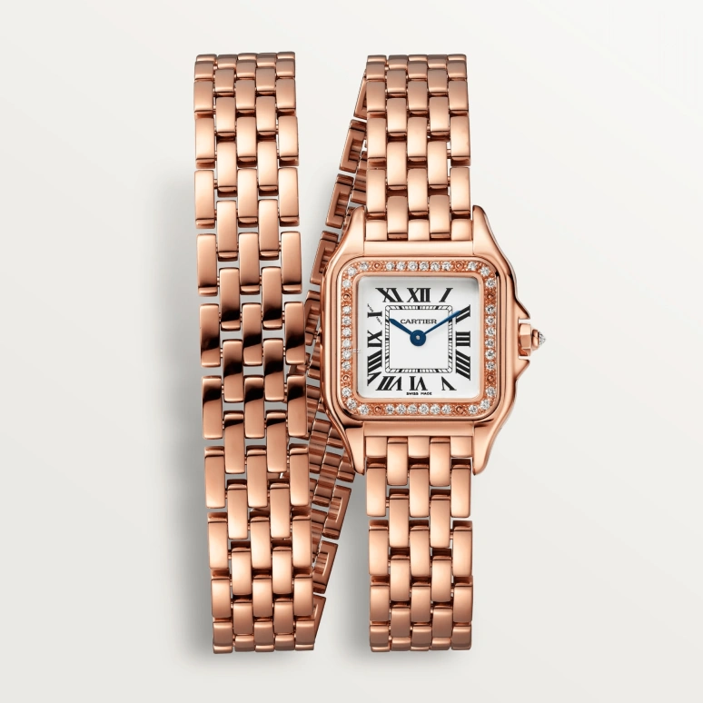 Cartier,Panthère de Cartier 22x30.30mm,22x30.30mm,Rose Gold,Silver,Quartz,Sapphire,Crystal Glass,Square,WJPN0051