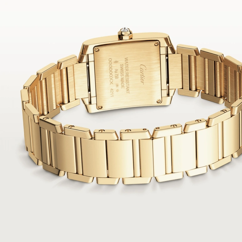Cartier,Tank 24.97x29.95mm,24.97x29.95mm,Yellow Gold,Silver,Quartz,Sapphire,Crystal Glass,Square,WJTA0025