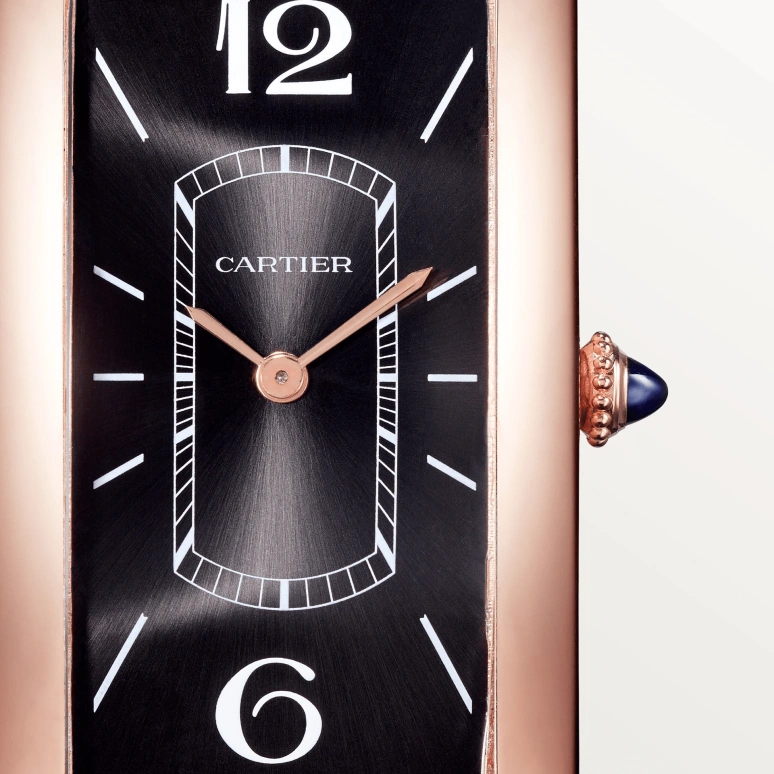 Cartier,Tank 46.30x23mm,46.30x23mm,Rose Gold,Black,Handwound,In-house Caliber,Hardlex,WGTA0025