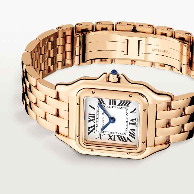 Cartier,Panthère de Cartier 29x37mm,29x37mm,Rose Gold,White,Quartz,Sapphire,Crystal Glass,Square,WGPN0050