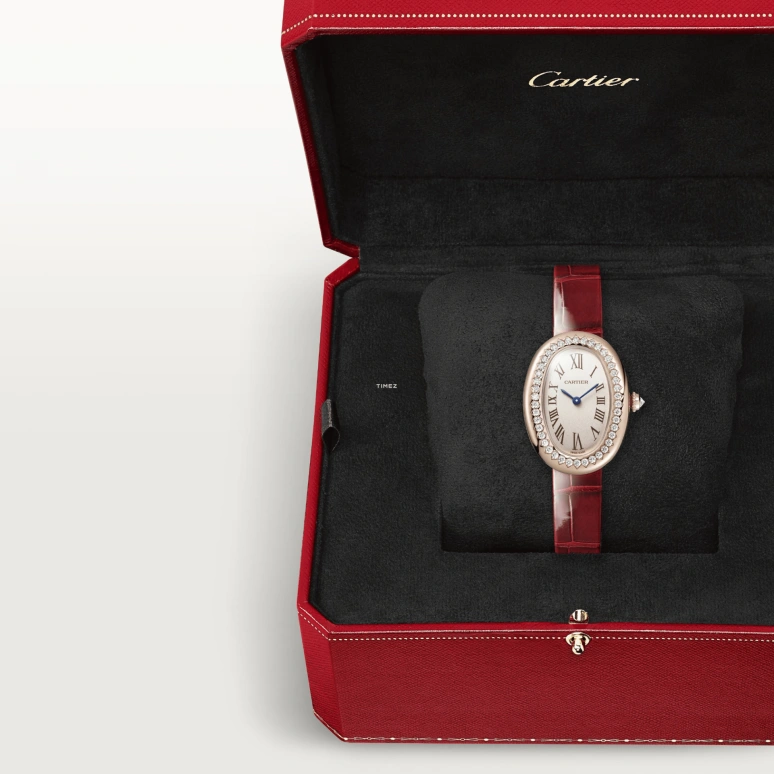 Cartier,Baignoire 31.40x23.09mm,31.40x23.09mm,Rose Gold,Silver,Quartz,Sapphire,Crystal Glass,Oval,WJBA0031