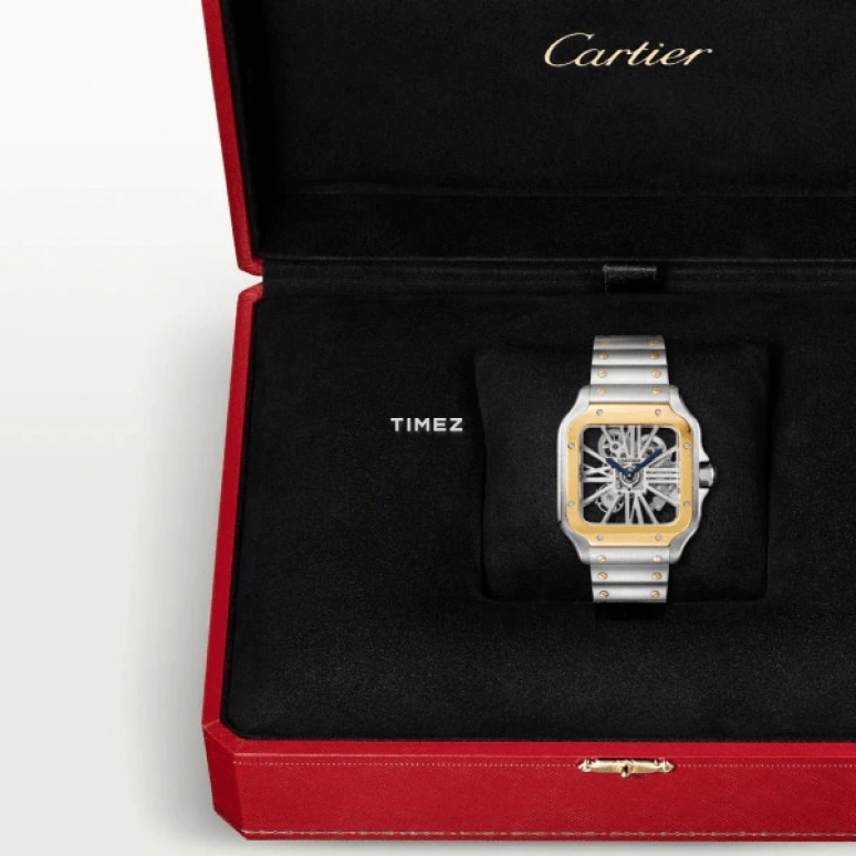 Cartier,Santos de Cartier 39.70mm,39.70mm,Stainless Steel,Yellow Gold,Silver,Handwound,72hours,In-house Caliber,WHSA0019