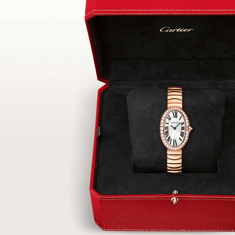 Cartier,Baignoire 31.60x23.30mm,31.60x23.30mm,Rose Gold,Silver,Quartz,In-house Caliber,Sapphire,Crystal Glass,WB520002