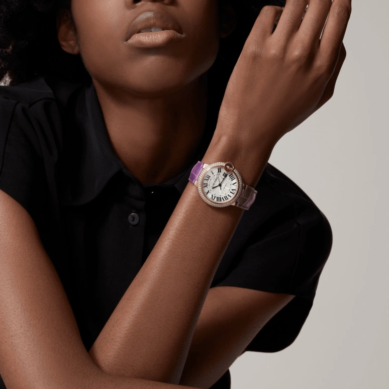 Cartier,Ballon Bleu de Cartier 36mm,36mm,Rose Gold,Silver,Automatic,Sapphire,Crystal Glass,Round,WJBB0050