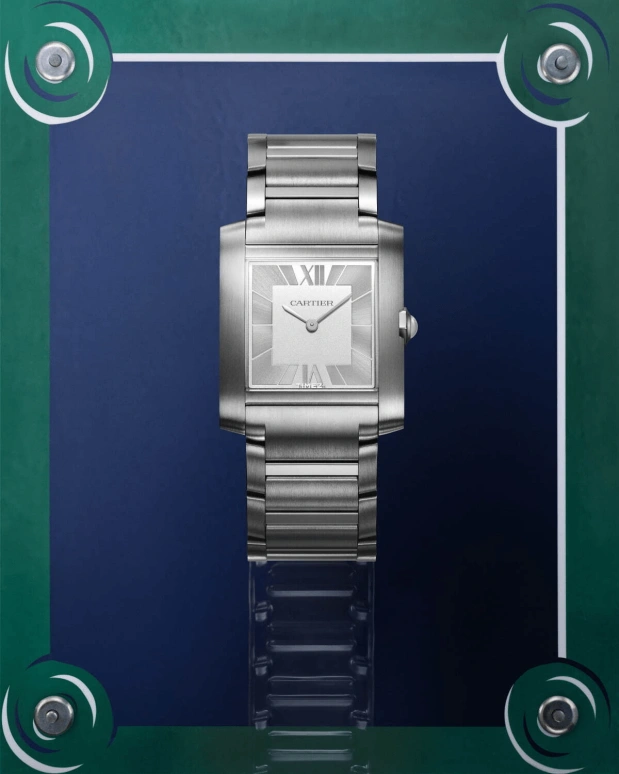Cartier,Tank 32x27mm,32x27mm,Stainless Steel,Silver,White,Quartz,Sapphire,Crystal Glass,Rectangular,WSTA0086
