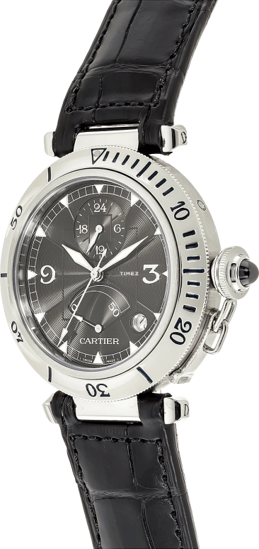 Cartier,Pasha de Cartier 38mm,38mm,Stainless Steel,Grey,Automatic,Day,Power Reserve Indicator,Dule Time,W3105055